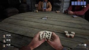 Old wooden poker table in rdr2