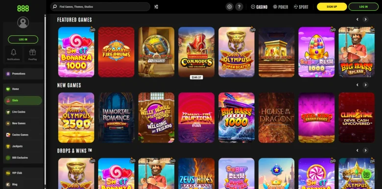 888 Casino slots games