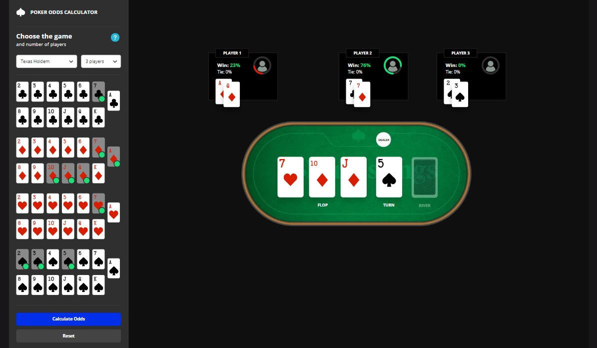 Poker Odds Calculator Odds Of Winning W Any Poker Hand