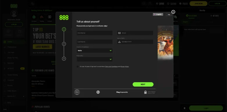 888 Sport Sign Up