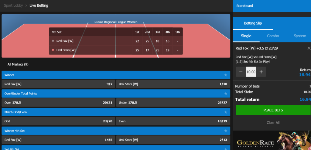 Hopa sports live betting - in-play betting