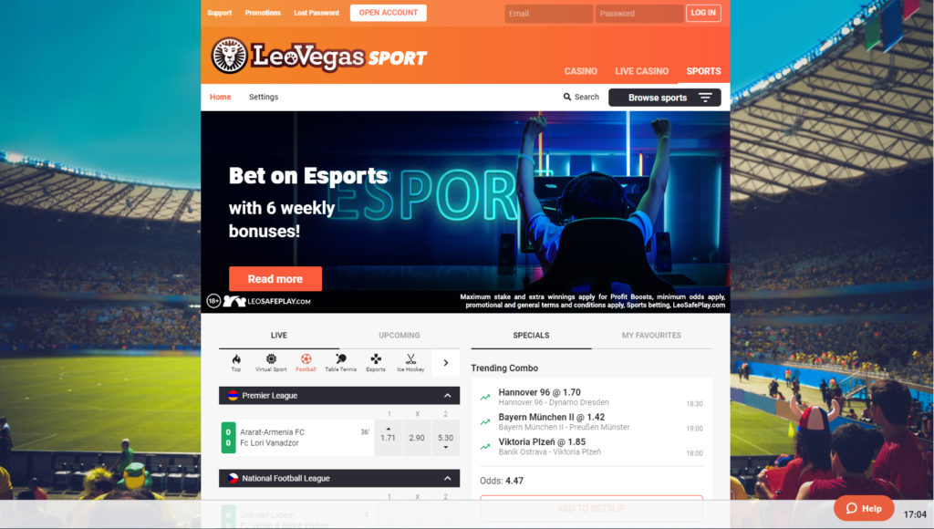 Leovegas sports betting lobby