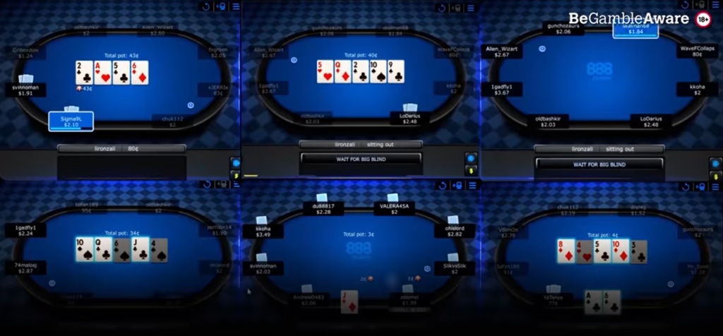888poker multitabling online - not possible in live poker