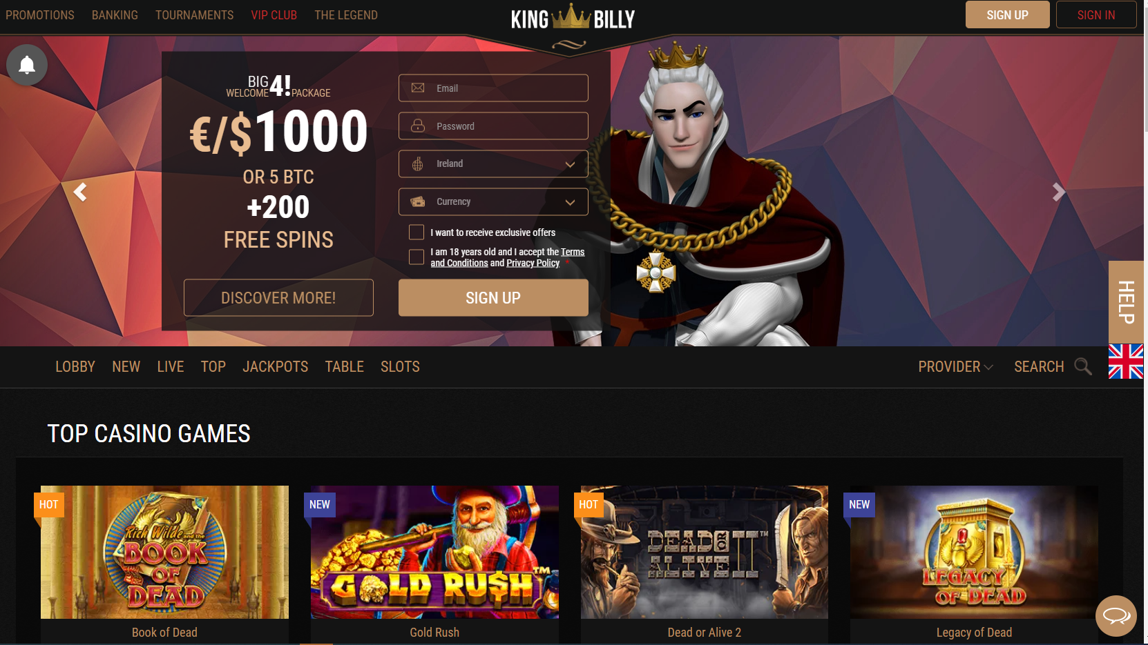 king billy casino welcome bonus