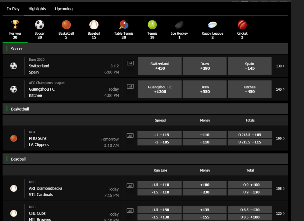 Betway sportsbook highlights