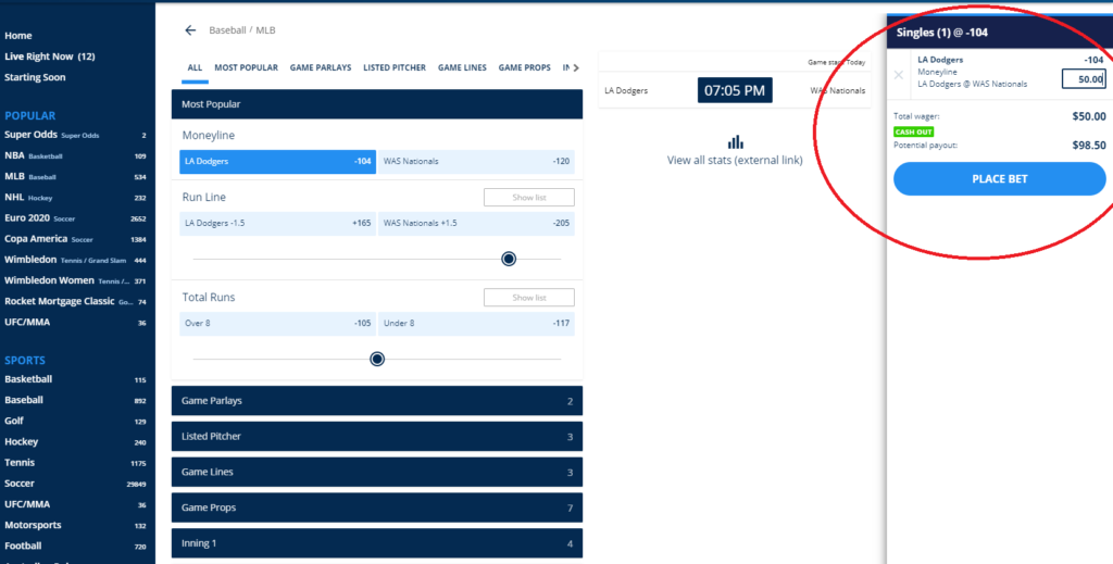 Twinspires Bet Slip & Betting Markets