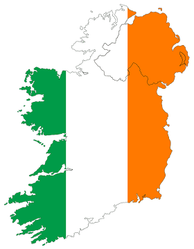 Map of Ireland with the flag colours