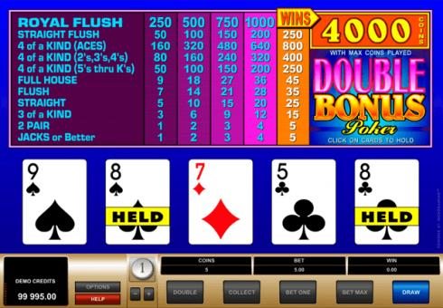 Video Poker slot Double Bonus Poker.