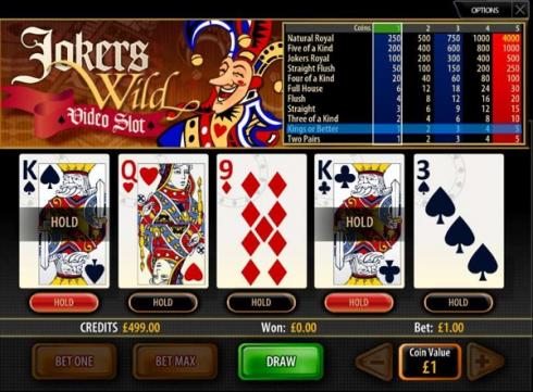 Video Poker slot Jokers Wild.