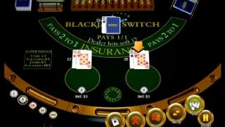 Online Blackjack table playing Blackjack Switch game variation.