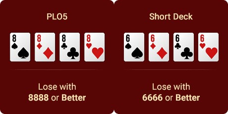 GGPoker. PLO5 and Short Deck bad beat jackpot.