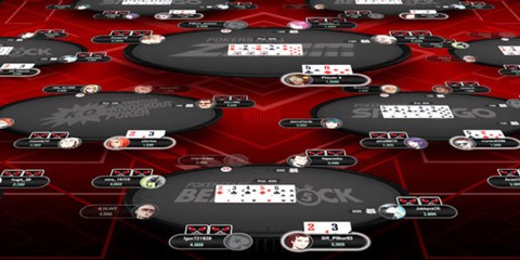 Multiple Online poker tables on PokerStars.