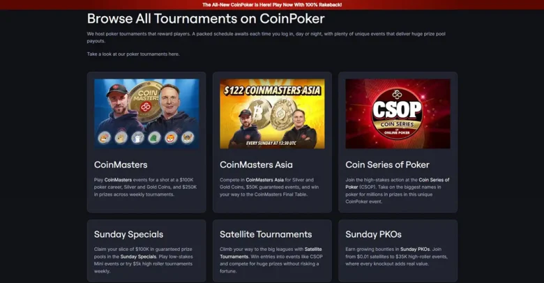 CoinPoker Tournaments Page