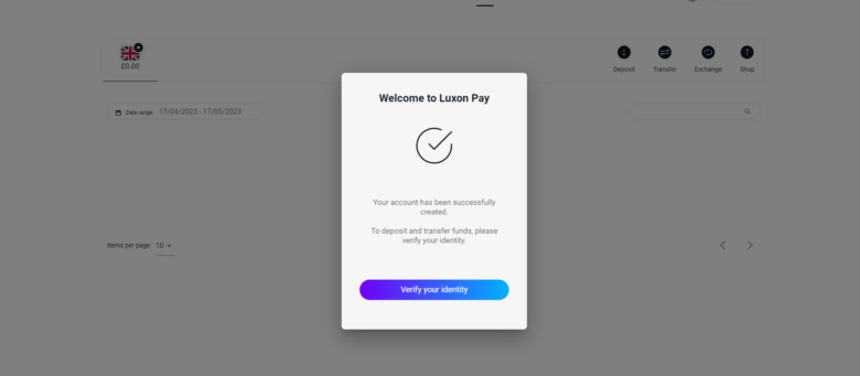 LuxonPay how to sign-up step 3