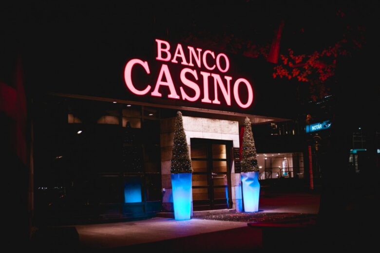 Banco Casino Entrance at Night