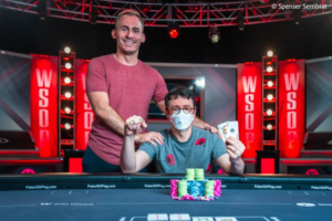 Isaac Haxton, Winner of Event #16: $25,000 High Roller No-Limit Hold’em 8-Handed, pictured with friend and fellow nosebleed player Justin Bonomo
