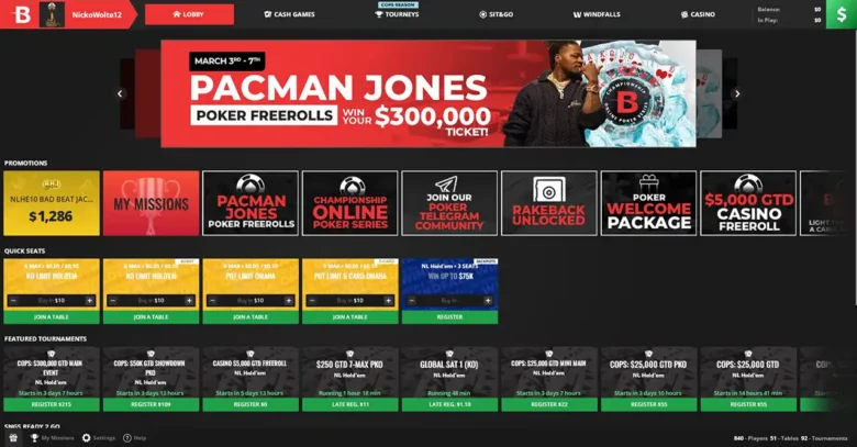 BetOnline Poker Home Page