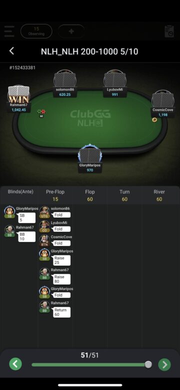ClubGG Poker No Limit Hold'em Table 2