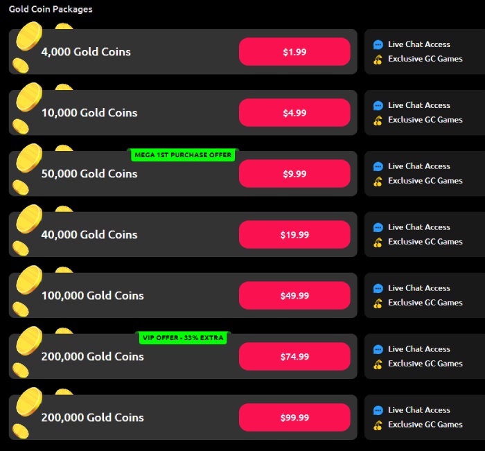 McLuck Gold Coin Packages
