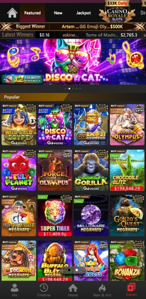 GGPoker casino slots featured lobby