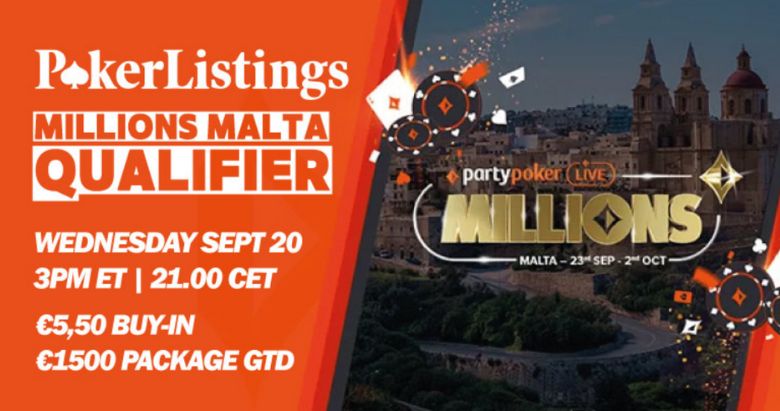 Qualify to partypoker MILLIONS Malta With PokerListings!