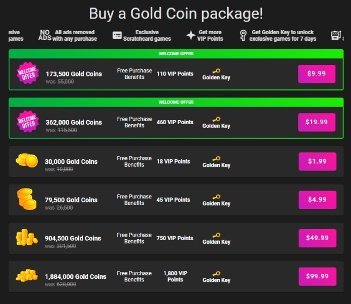 Pulsz Gold Coin Packages
