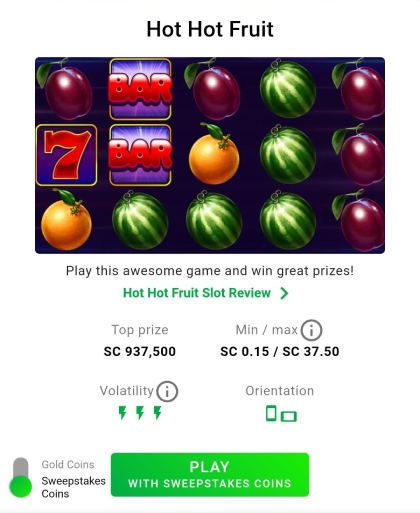 Pulsz jackpots Hot Hot Fruit slot