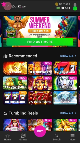Pulsz casino mobile experience on smartphone