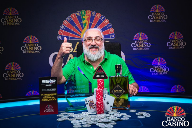 Banco Casino 2023 News: Winner Péter Kamarás at poker table