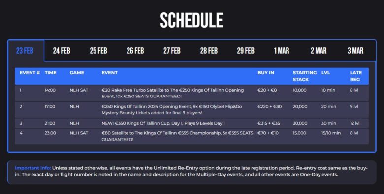 Kings Of Tallinn 2024 schedule February 23.