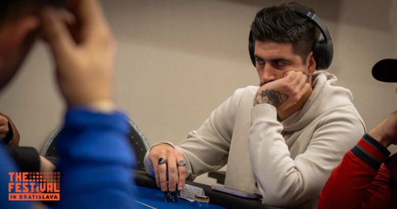 Daniel Nagy in focus mode during Main Event Day 1B. Photo: The Festival/Mario Toom/Dominik Demcak.