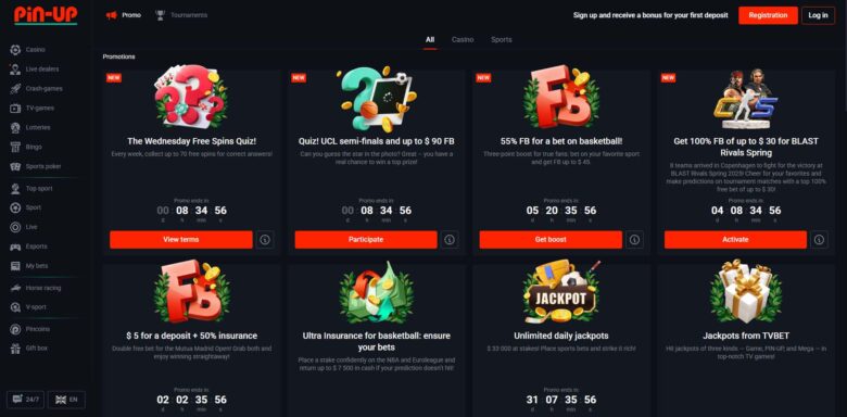 Pin-Up Poker Promotions section