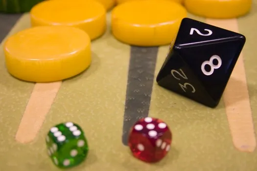 backgammon and dice.