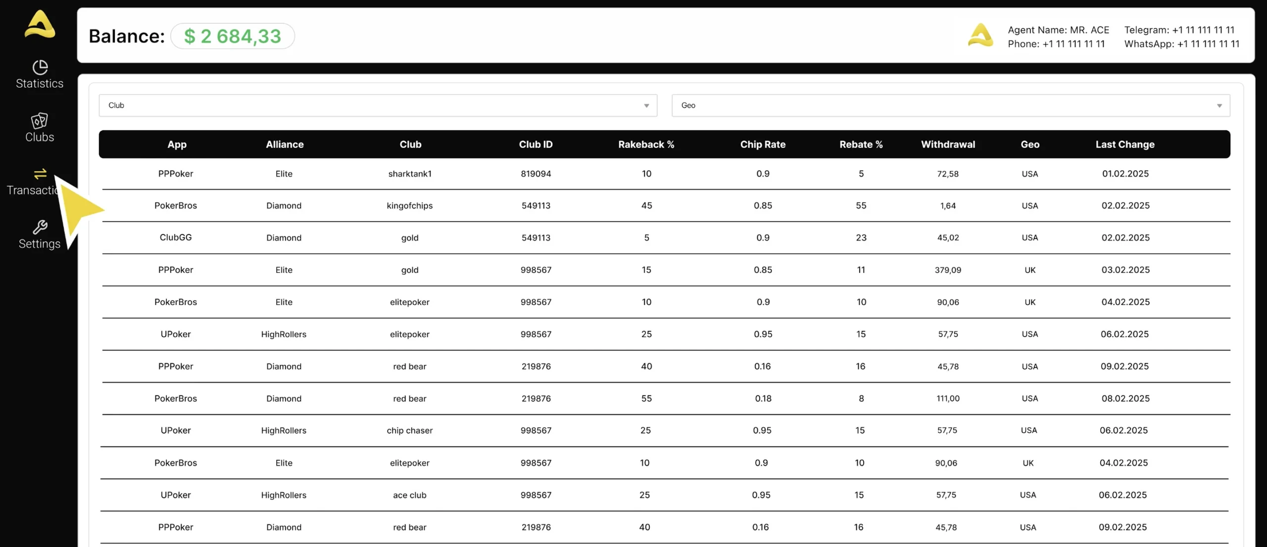 PA Tools Transactions