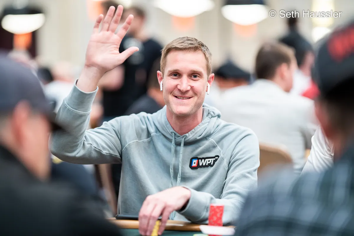 Brad Owen is welcoming the camera during the tournament.
