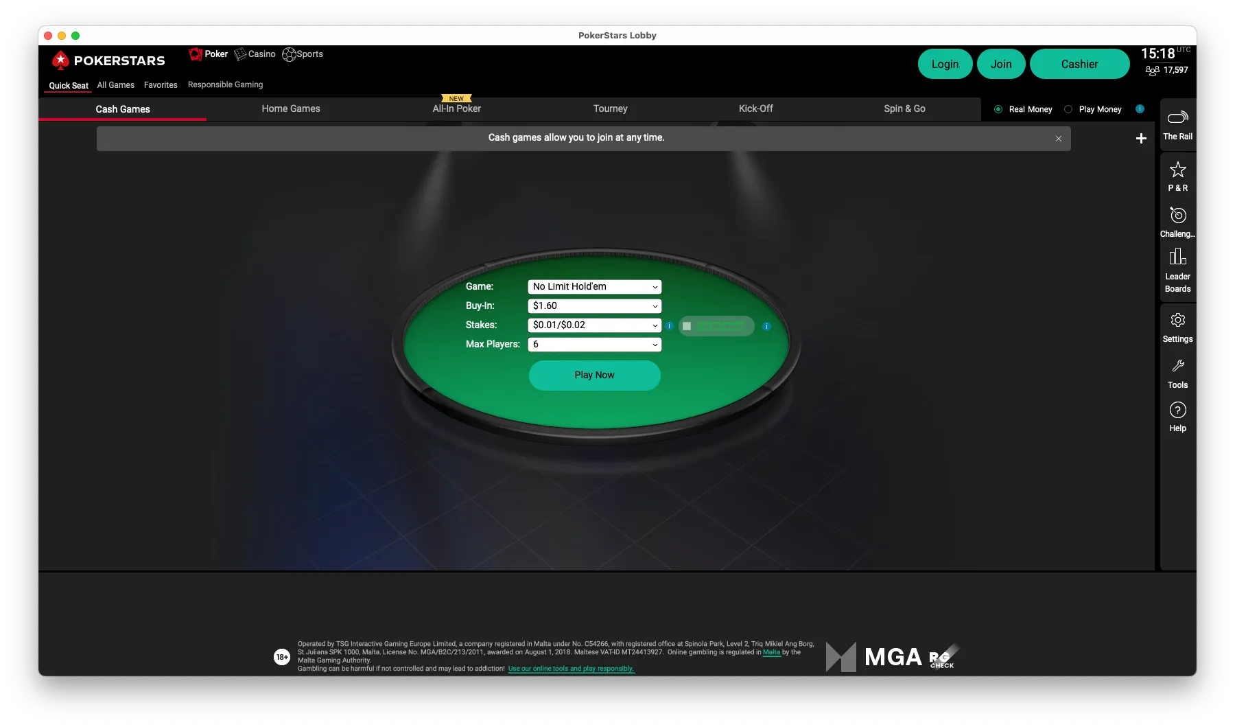 Table search at Pokerstars July 2025