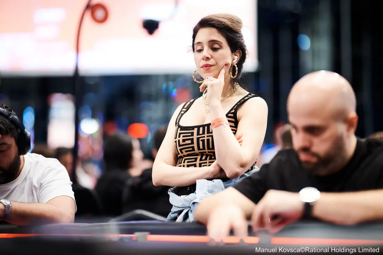 A girl is playing poker on European Poker Tour 