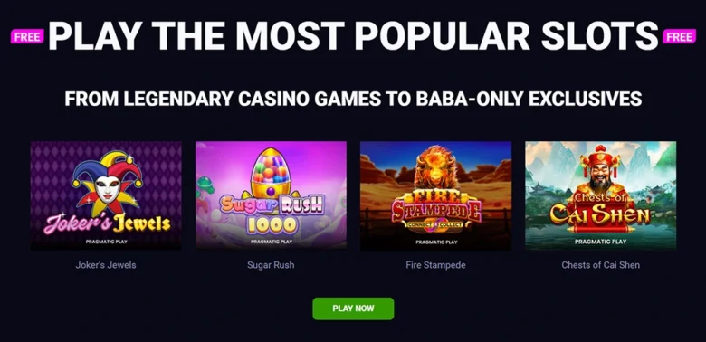 Variety of games at Baba Casino