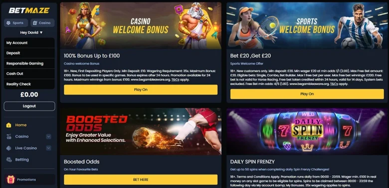 Betmaze Casino Bonuses and Promotions