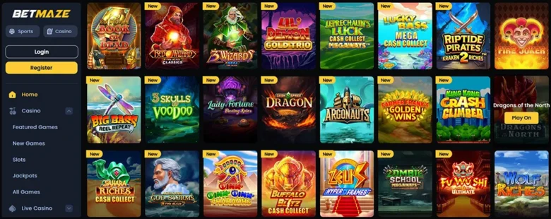 Types of games at Betmaze Casino