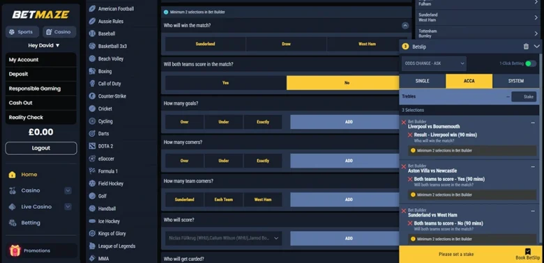 Betmaze Sports Betting Markets & Odds