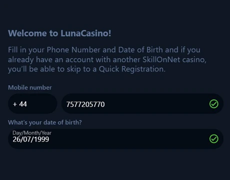 Enter your phone number and date of birth