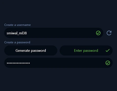 Create a username and password
