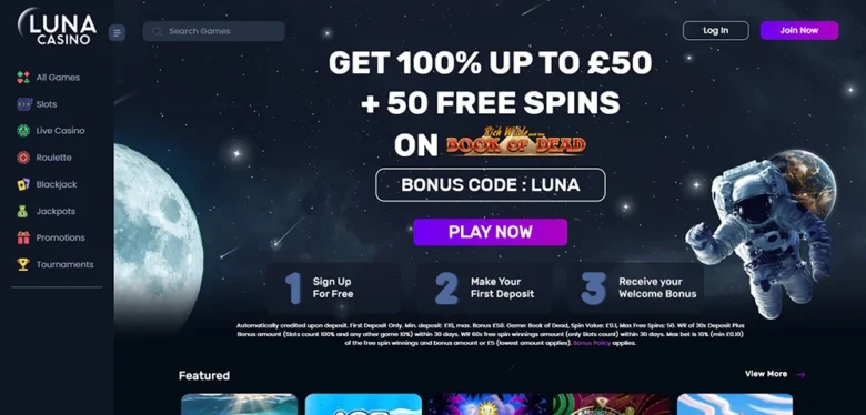 Luna Casino Home Page
