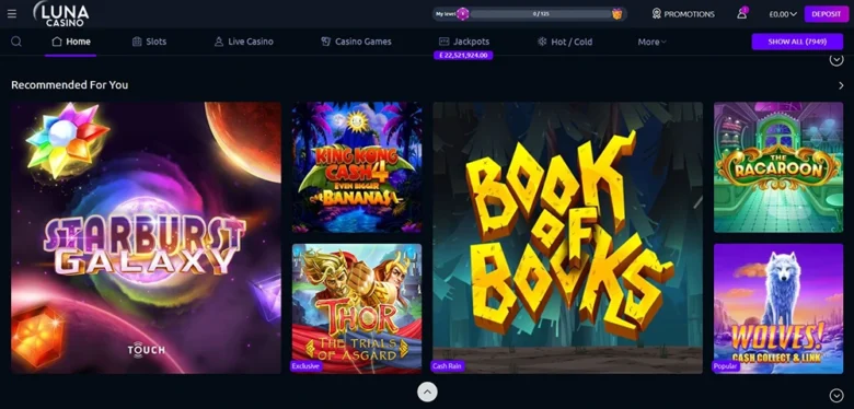 Luna Casino games