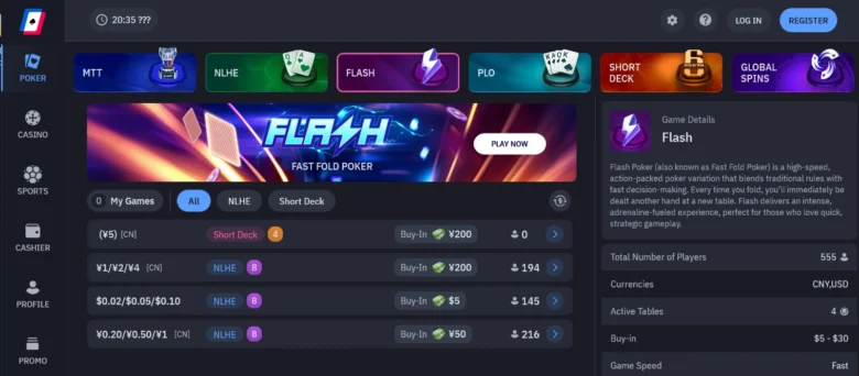 Flash Cash Games on WPT Global