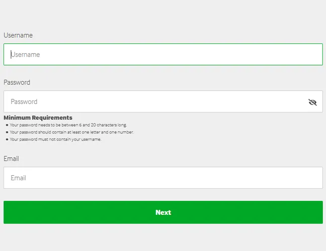 Create Betway Login Credentials: