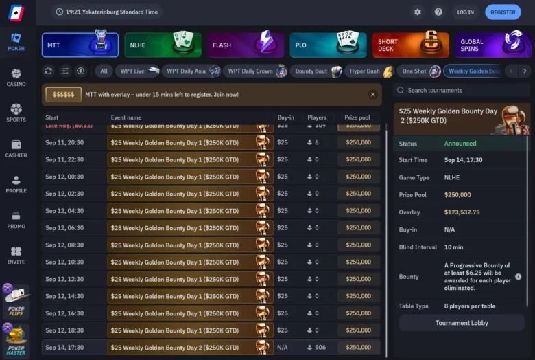 Weekly Golden Bounty Championship Weekly GBC Lobby