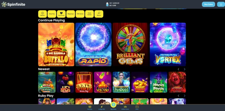 Spinfinite Casino games