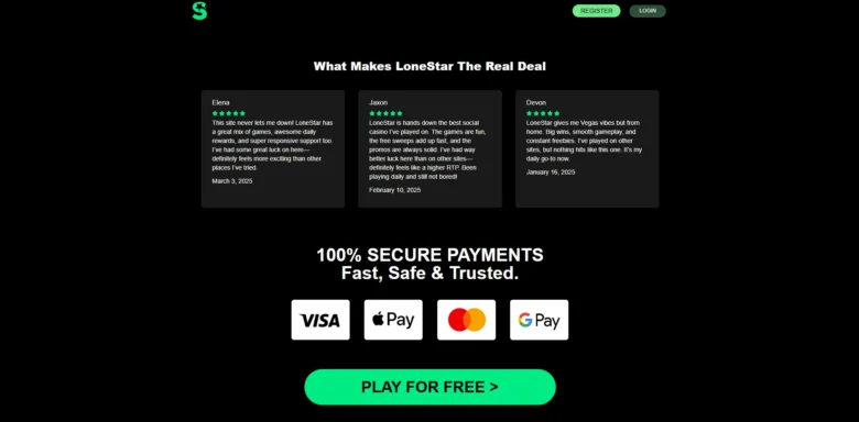 Lonestar Casino payment methods